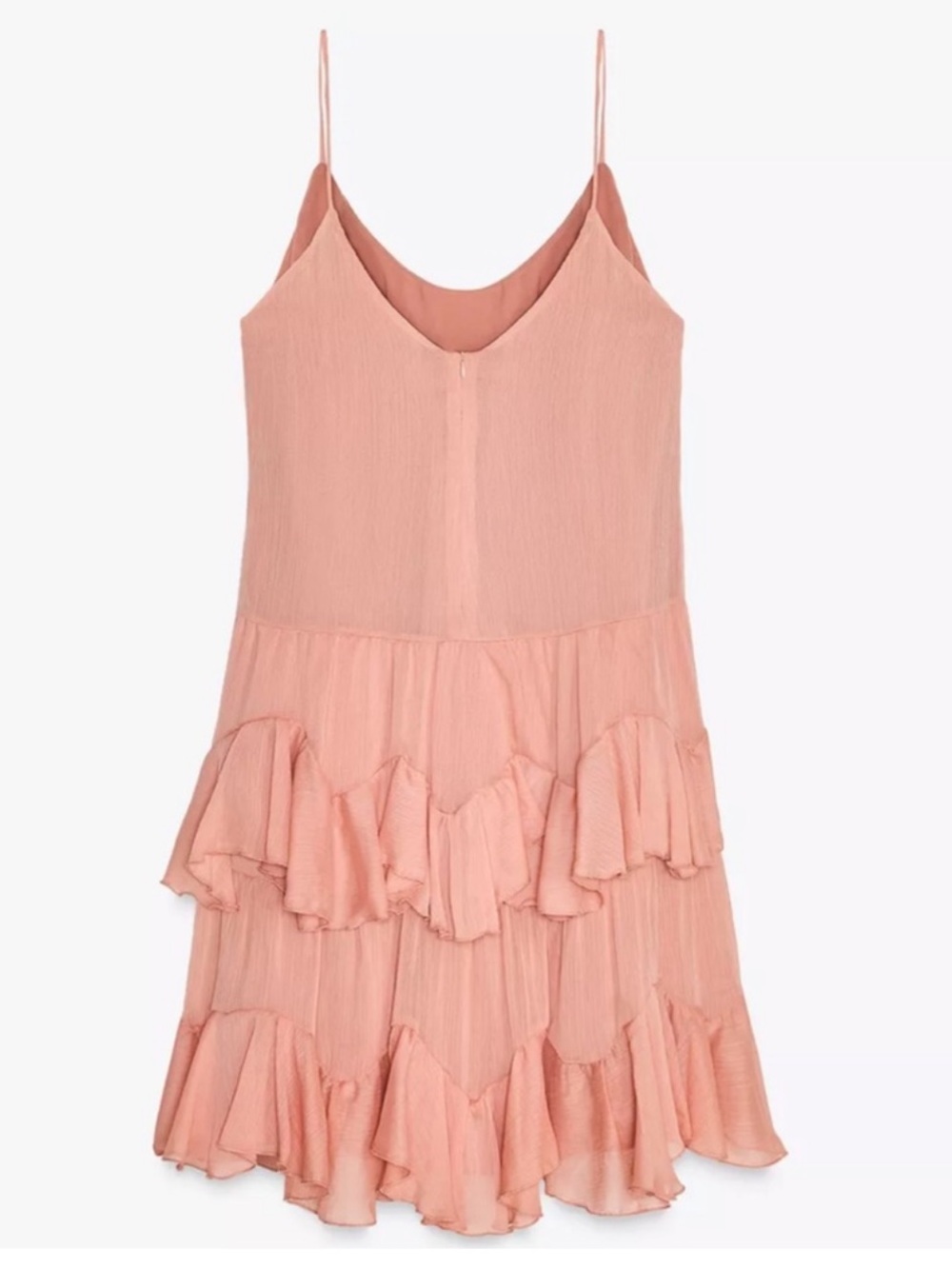 Zara Salmon Pink Ruffled Mini Dress - Picture 7 of 9